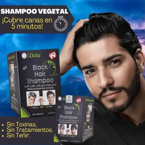 Champú Cubre Canas CubreMax Premium Importado Negro 3 en 1 Recibes Caja con 10 Sobres